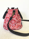 DESIGUAL RED,WHITE & BLUE PRINT TEXTILE & FAUX LEATHER SHOULDER/ HAND BAG