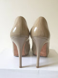 LK BENNETT CAMEL PATENT LEATHER  PEEPTOE HEELS & MATCHING CLUTCH BAG SIZE 5/38