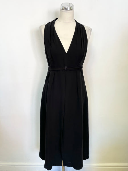 HOBBS BLACK SILK BLEND OPEN STRAPPY BACK SPECIAL OCCASION DRESS SIZE 12