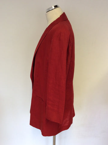 MARINA RINALDI RED LINEN 3/4 SLEEVE JACKET SIZE 25 UK 20