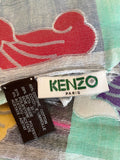 KENZO MULTI COLOURED FLORAL DESIGN COTTON & SILK BLEND WRAP/ SCARF