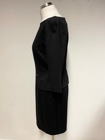 JOSEPH RIBKOFF BLACK STRETCH JERSEY 3/4 SLEEVED PENCIL DRESS SIZE 12