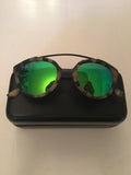 WESTWARD LEANING FLOWER 02 BROWN TORTOISESHELL EMERALD GREEN MIRRORED LENSES SUNGLASSES