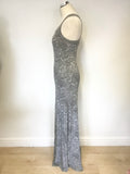 TED BAKER GREY SNAKESKIN PRINT STRETCH JERSEY MAXI TANK DRESS SIZE UK XS