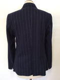 MASSIMO DUTTI NAVY BLUE PINSTRIPE WOOL BLAZER SIZE 42 UK 14