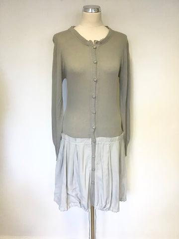 SITA MURT GREY COTTON & CASHMERE LONG SLEEVE KNIT TOP & PLEATED SKIRT DRESS SIZE 44 UK 12