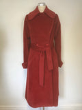 BRAND NEW REISS RED SURI ALPACA & VIRGIN WOOL TIE BELT LONG COAT SIZE S