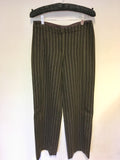 MULBERRY DARK BROWN PINSTRIPE WOOL & ANGORA PINSTRIPE TROUSERS SIZE 10