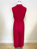 PHASE EIGHT RED SLEEVELESS  TIE BELT WIDE LEG JUMPSUIT SIZE 20