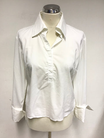 SISLEY WHITE FITTED TURN BACK WIDE CUFF SHIRT SIZE M