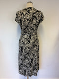 LK BENNETT BLACK & WHITE PRINT SILK WRAP DRESS SIZE 10