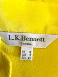 LK BENNETT NEMA LEMON 100% SILK SLEEVELESS TOP SIZE 12