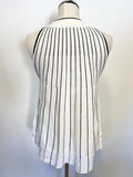 WHISTLES WHITE & BLACK STRIPE FINE KNIT TOP SIZE M