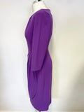 LK BENNETT ALO PURPLE 3/4 SLEEVED WRAP ACROSS PENCIL DRESS SIZE 10