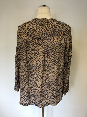 TWENTY8TWELVE BROWN ANIMAL PRINT SILK BLOUSE SIZE 10