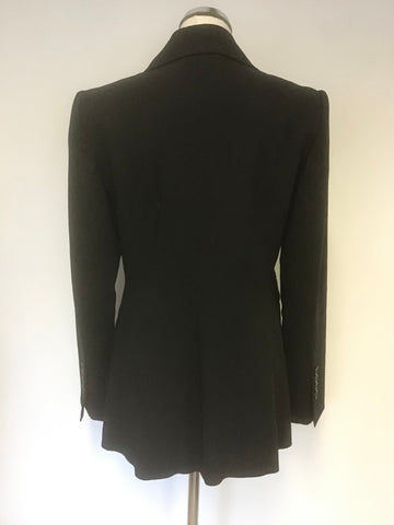 KAREN MILLEN BLACK WOOL BLEND TAILORED JACKET SIZE 12