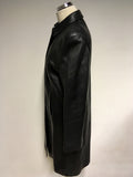 MARKS & SPENCER BLACK SOFT LEATHER LONG LINE JACKET SIZE 14