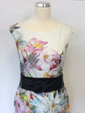 PHASE EIGHT FLORAL PRINT COTTON BELTED PENCIL DRESS SIZE 12