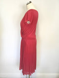 JIGSAW FUCHIA PINK STRETCH JERSEY DRAPE SLEEVELESS WRAP STYLE DRESS SIZE S