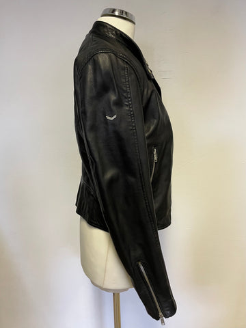 BRAND NEW RYLEE BLACK LEATHER ZIP UP BIKER JACKET SIZE 10