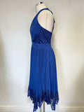 WHISTLES ROYAL BLUE LACE TRIM SPECIAL OCCASION  FIT & FLARE DRESS SIZE 10