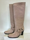 MODA IN PELLE LIGHT PINK SUEDE KNEE LENGTH BOOTS SIZE 5/38