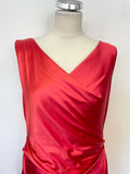 DAMSEL IN A DRESS RED SATIN DRAPED SPECIAL OCCASION/ COCKTAIL PENCIL DRESS SIZE 14