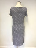 BODEN DOVE GREY & WHITE SPOT SHORT SLEEVE COTTON DRESS SIZE 10R