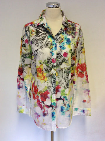 PUNT ROMA MULTI COLOURED PRINT LONG SLEEVE SHIRT SIZE 16