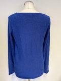 HOBBS BLUE METALLIC LONG SLEEVED JUMPER SIZE M