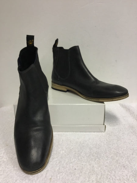 SUPERDRY BLACK ECLIPSE PREMIUM METEOR LEATHER CHELSEA BOOTS SIZE 9/43