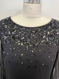 MINT VELVET BLACK SEQUINNED TRIM 3/4 SLEEVE TUNIC TOP SIZE 8