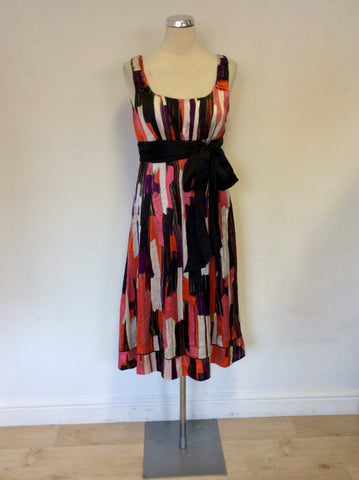 MONSOON MULTI COLOURED PRINT SILK SPECIAL OCCASION DRESS SIZE 12