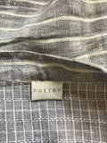 POETRY GREY & WHITE CHECK & STRIPED LINEN MAXI DRESS & MATCHING JACKET SIZE 16