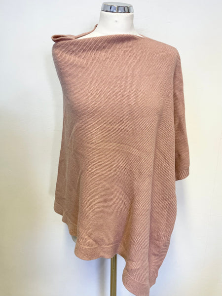 JIGSAW DUSKY PINK WOOL & CASHMERE BLEND PONCHO SIZE S/M