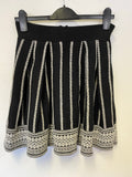 MAJE JESSICA BLACK & WHITE JACQUARD KNIT FLARE SKIRT SIZE 1 UK 8/10