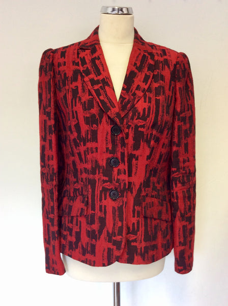 OSCAR B BLACK & RED PRINT JACKET SIZE 12