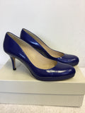 BRAND NEW LK BENNETT SYBILA UKTRA BLUE SAFFIANO PATENT HEELS & MATCHING CLUTCH / SHOULDER BAG SIZE 5.5/38.5