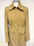 KAREN MILLEN CAMEL BRUSHED COTTON KNEE LENGTH COAT SIZE 14