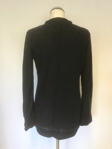 PERUVIAN CONNECTION CHARCOAL 100% ALPACA TIE FRONT LONG SLEEVE JUMPER SIZE M