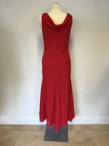 ROMAN ORIGINALS RED COWL NECKLINE LONG EVENING DRESS SIZE 14