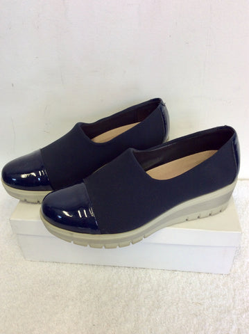 SPANISH PITILLOS DARK BLUE WEDGE HEEL SHOES SIZE 4/37