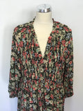 ZARA MULTI COLOURED FLORAL PRINT 3/4 LENGTH SLEEVE BUTTON FRONT DRESS SIZE XL