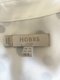 HOBBS WHITE & BLACK SPOT COLLARLESS SLEEVELESS TOP SIZE 12