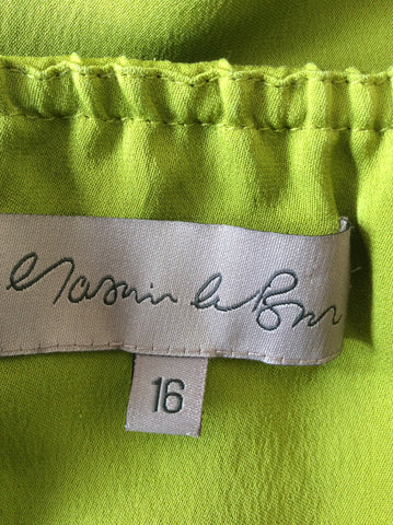 YASMIN LE BON LIME GREEN SILK LONG SPECIAL OCCASION DRESS SIZE 16