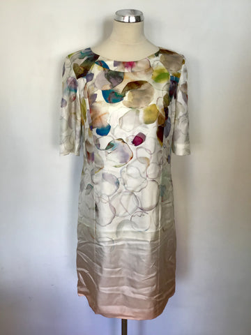 STILLS MULTI COLOURED SILK SHORT SLEEVE SHIFT DRESS SIZE 10