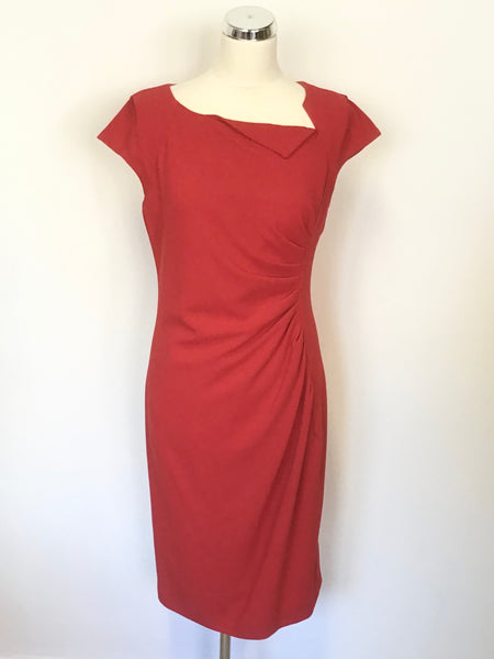 LK BENNETT RED CAP SLEEVE PENCIL DRESS SIZE 14