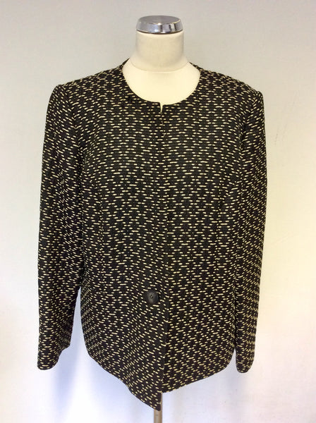 WINDSMOOR BLACK & CREAM WEAVE JACKET SIZE 18