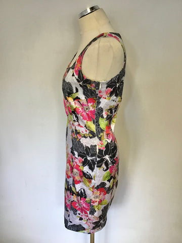 MARCIANO GUESS MULTI COLOURED FLORAL PRINT PENCIL DRESS SIZE 44 UK 12