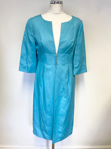 BRAND NEW LK BENNETT TURQUOISE SILK & LINEN BLEND SPECIAL OCCASION COAT SIZE 10